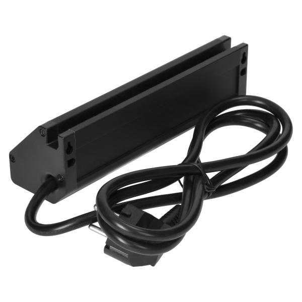 Triple furniture socket with telephone holder and 1.5 m cable, 3x2P + E, black