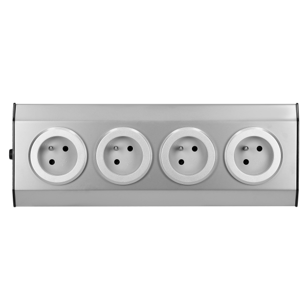 Gniazdo meblowe kuchenne 4x2P+Z, 16A, montaż na rzepy, INOX