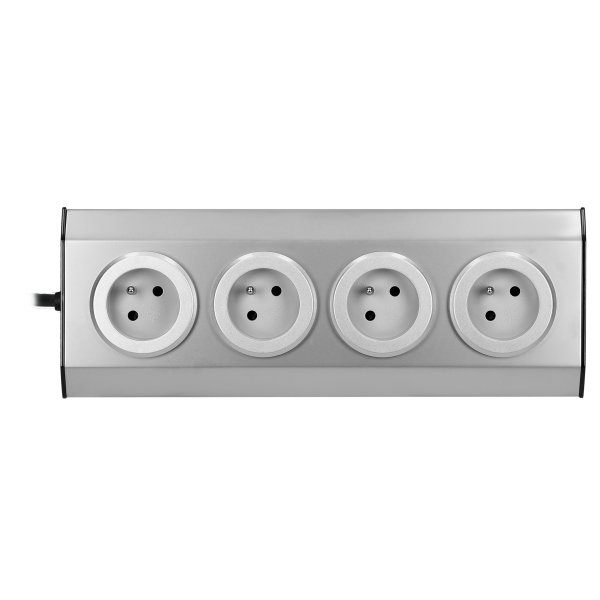 Set of sockets suitable for furniture and kitchen, with velcro mounting strips 4x2P+E INOX, and a cord 1.5 m long with flat plug Set of sockets suitable for furniture and kitchen, with velcro mounting strips 4x2P+E INOX, and a cord 1.5 m long with flat plug