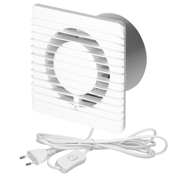 Bathroom fan 100mm, surface-mounted - cord with switch Bathroom fan 100mm, surface-mounted - cord with switch