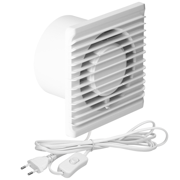 Bathroom fan 100mm, surface-mounted - cord with switch Bathroom fan 100mm, surface-mounted - cord with switch