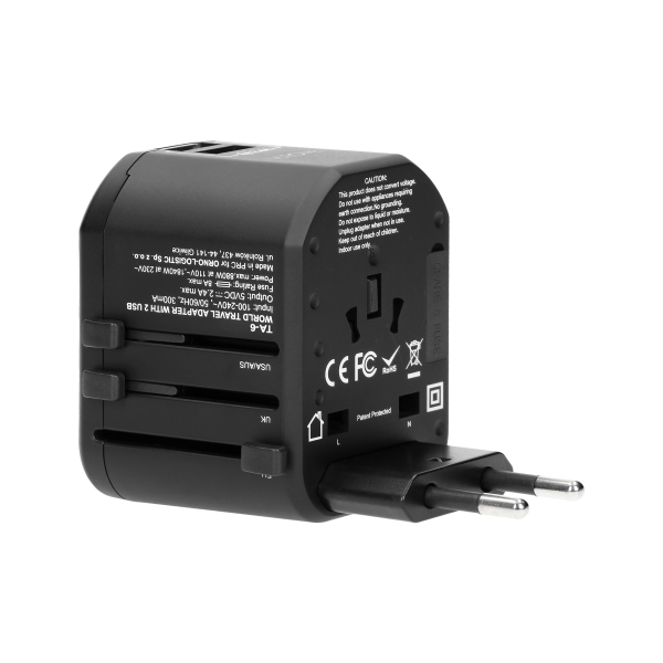 Podróżny adapter do gniazdek Go World USA/UK/EURO/AUS (USB 5V,2,4A) Podróżny adapter do gniazdek Go World USA/UK/EURO/AUS (USB 5V,2,4A)