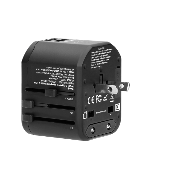 Podróżny adapter do gniazdek Go World USA/UK/EURO/AUS (USB 5V,2,4A) Podróżny adapter do gniazdek Go World USA/UK/EURO/AUS (USB 5V,2,4A)