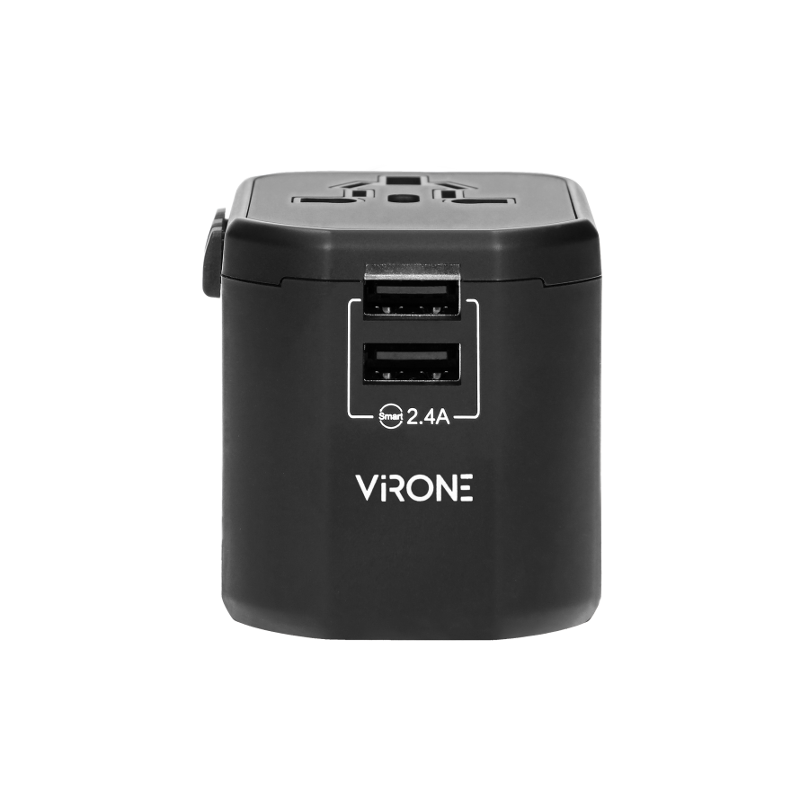 Podróżny adapter do gniazdek Go World USA/UK/EURO/AUS (USB 5V,2,4A)