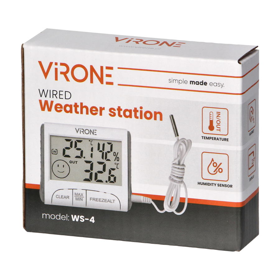 Multifunctional weather station, wired, white