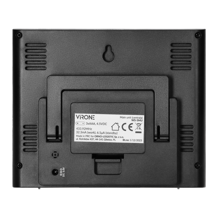 Wielofunkcyjna stacja pogodowa, bezprzewodowa, dotykowe przyciski 