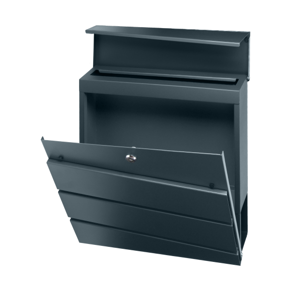 Skrzynka na listy BORNEO z galwanizowanej stali z  gazetnikiem, antracyt Skrzynka na listy BORNEO z galwanizowanej stali z  gazetnikiem, antracyt