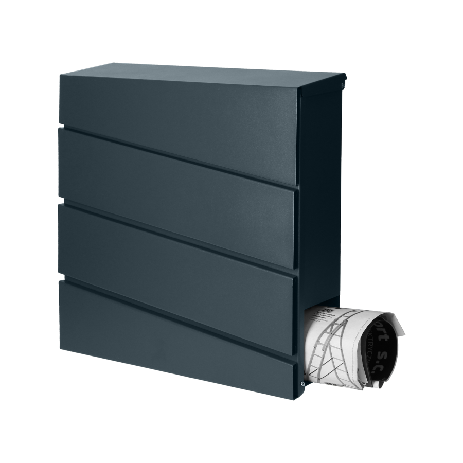 Skrzynka na listy BORNEO z galwanizowanej stali z  gazetnikiem, antracyt