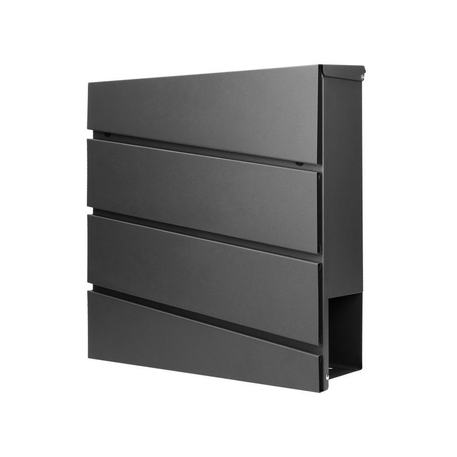 Skrzynka na listy BORNEO z galwanizowanej stali z  gazetnikiem, kolor czarny