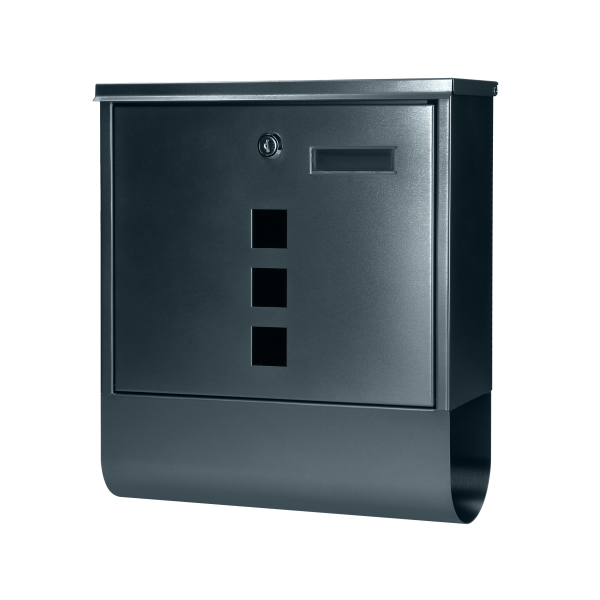 Skrzynka na listy HAITI z galwanizowanej stali z  gazetnikiem i okienkami i wizytownikiem, antracyt Skrzynka na listy HAITI z galwanizowanej stali z  gazetnikiem i okienkami i wizytownikiem, antracyt