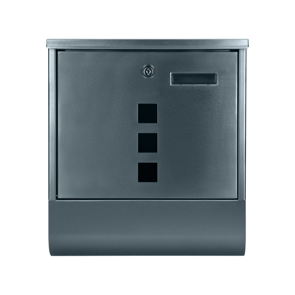 Skrzynka na listy HAITI z galwanizowanej stali z  gazetnikiem i okienkami i wizytownikiem, antracyt Skrzynka na listy HAITI z galwanizowanej stali z  gazetnikiem i okienkami i wizytownikiem, antracyt