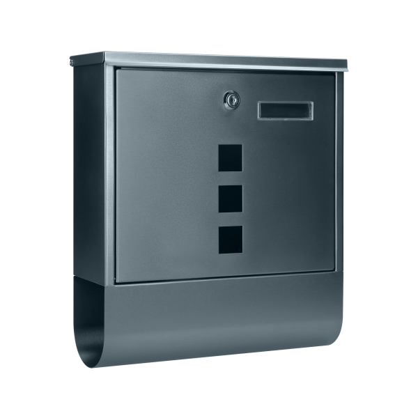 Skrzynka na listy HAITI z galwanizowanej stali z  gazetnikiem i okienkami i wizytownikiem, antracyt Skrzynka na listy HAITI z galwanizowanej stali z  gazetnikiem i okienkami i wizytownikiem, antracyt