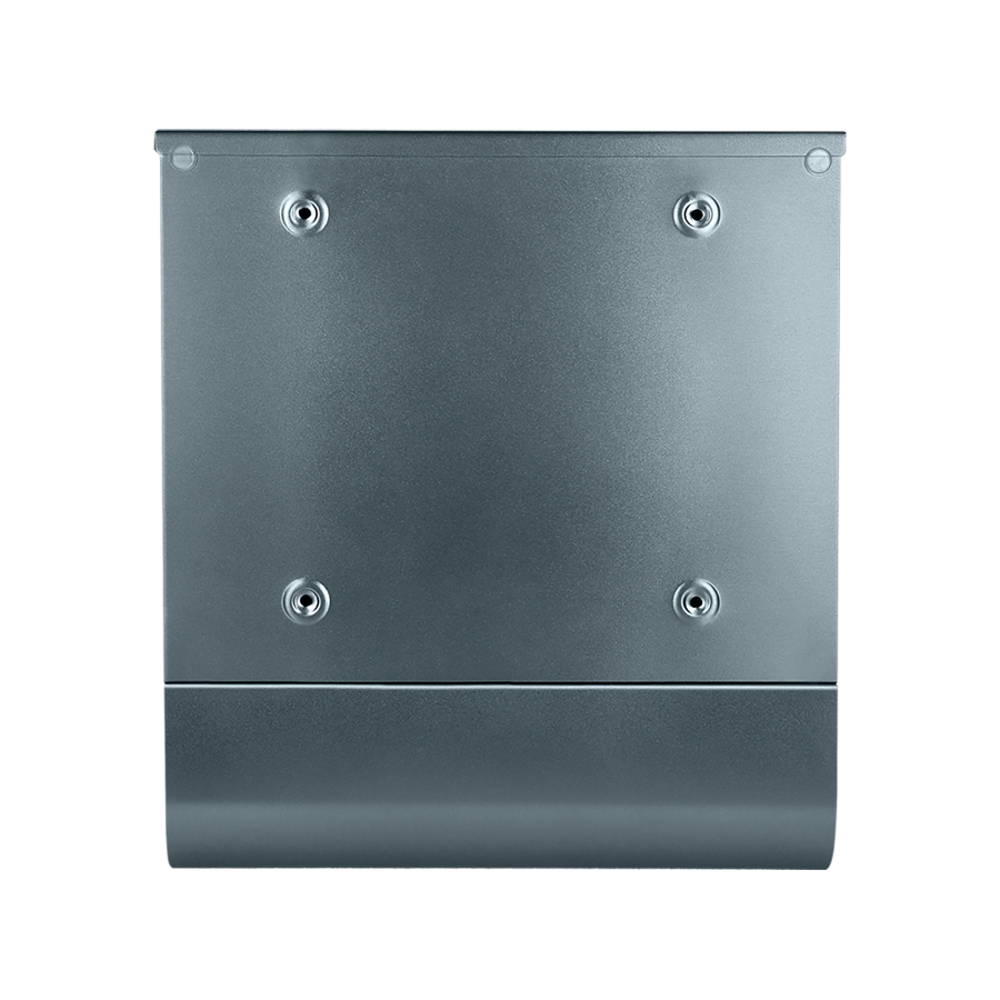Skrzynka na listy HAITI z galwanizowanej stali z  gazetnikiem i okienkami i wizytownikiem, antracyt