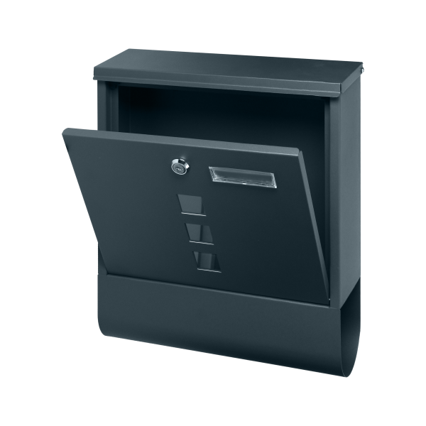Skrzynka na listy HAITI z galwanizowanej stali z  gazetnikiem i okienkami i wizytownikiem, antracyt Skrzynka na listy HAITI z galwanizowanej stali z  gazetnikiem i okienkami i wizytownikiem, antracyt