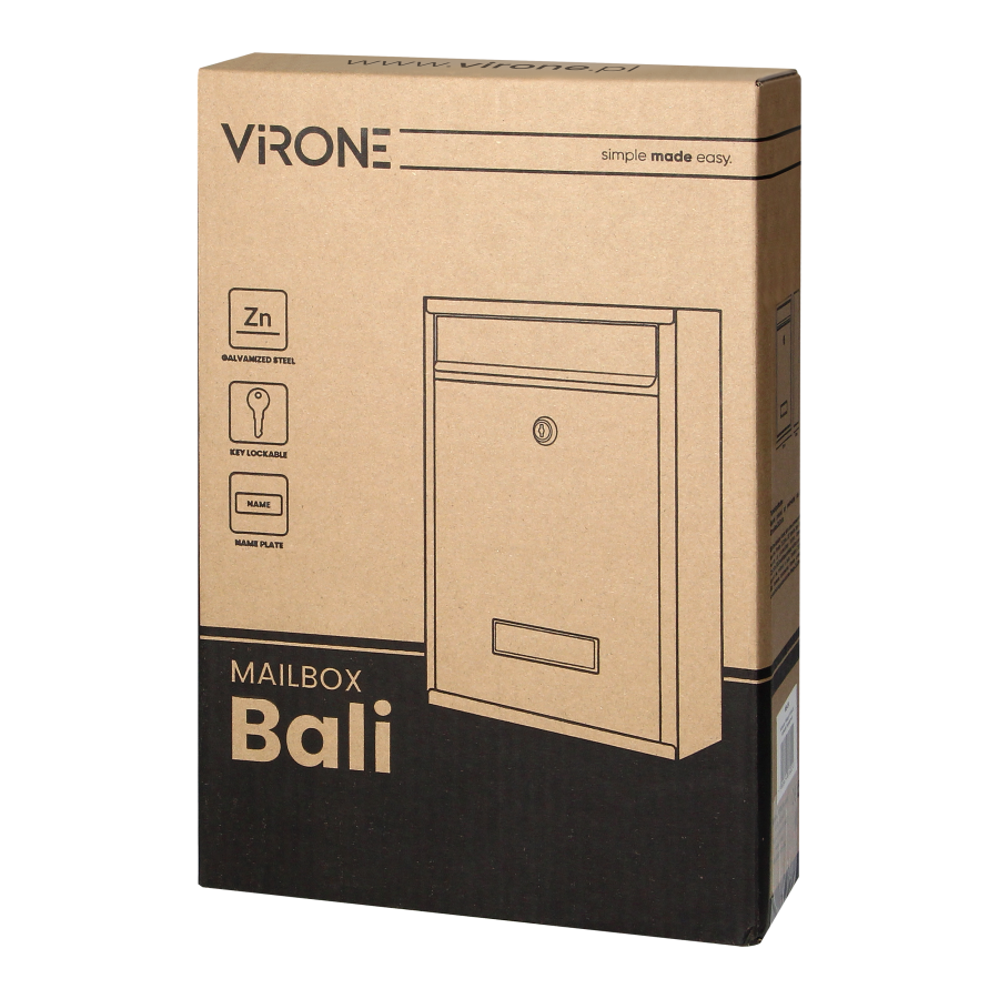 Skrzynka na listy BALI z galwanizowanej stali, mała z wizytownikiem, antracyt