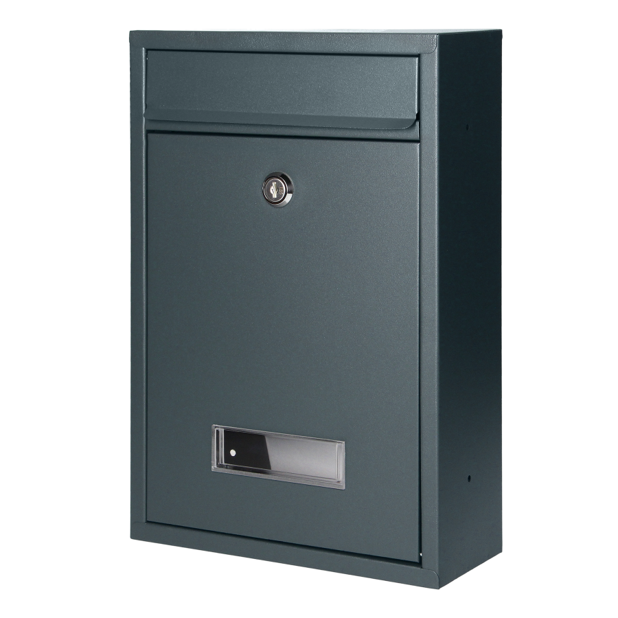 Skrzynka na listy BALI z galwanizowanej stali, mała z wizytownikiem, antracyt