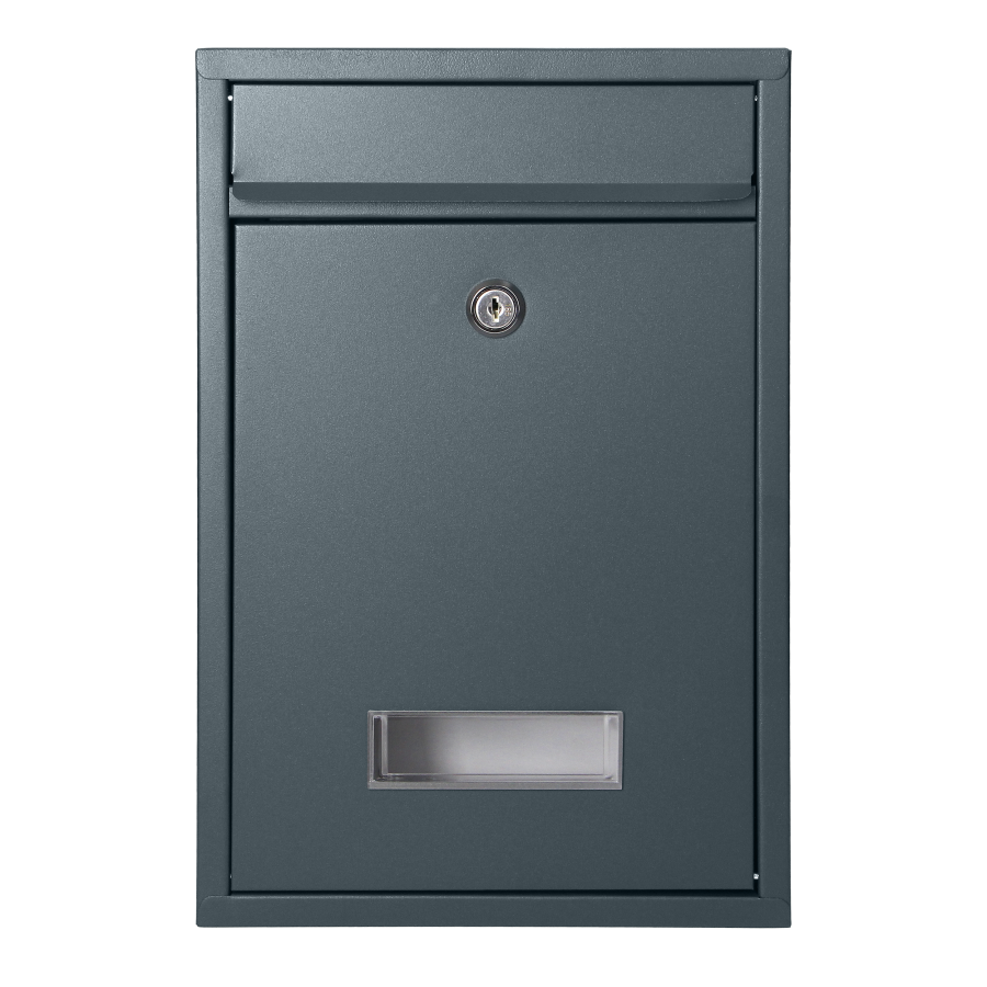 Skrzynka na listy BALI z galwanizowanej stali, mała z wizytownikiem, antracyt