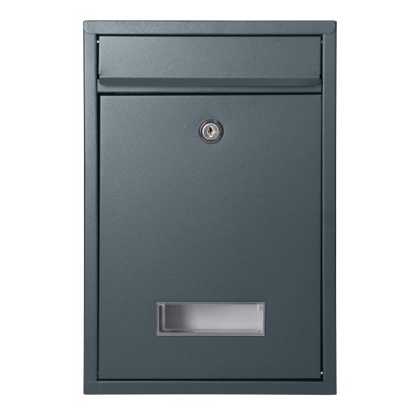 Skrzynka na listy BALI z galwanizowanej stali, mała z wizytownikiem, antracyt Skrzynka na listy BALI z galwanizowanej stali, mała z wizytownikiem, antracyt