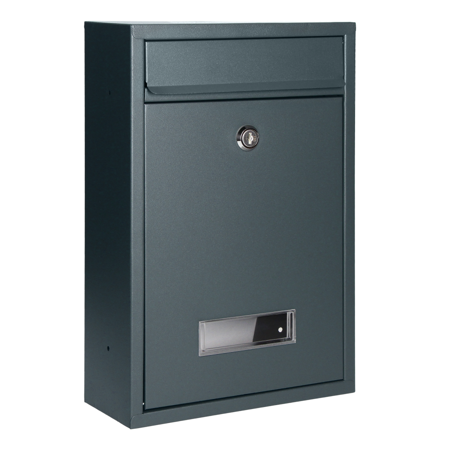 Skrzynka na listy BALI z galwanizowanej stali, mała z wizytownikiem, antracyt