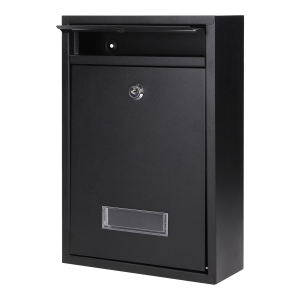 Skrzynka na listy BALI z galwanizowanej stali, mała z  wizytownikiem, kolor czarny