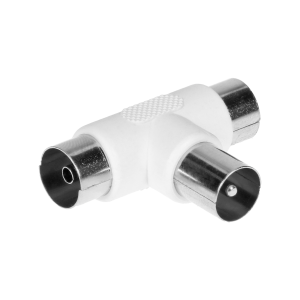 TV T-connector, plug / 2x socket