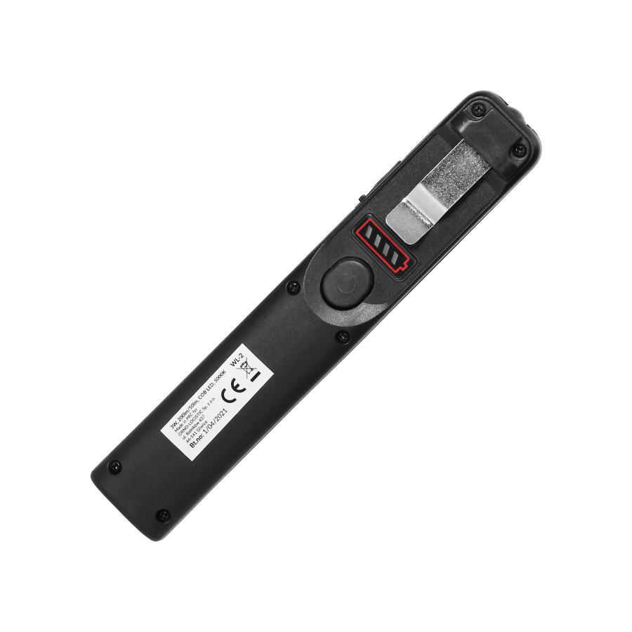 LED workshop torch 3W 200lm + 50lm, 1200mAh, 3 work modes: 100%, 50%, front diode, magnet, clip