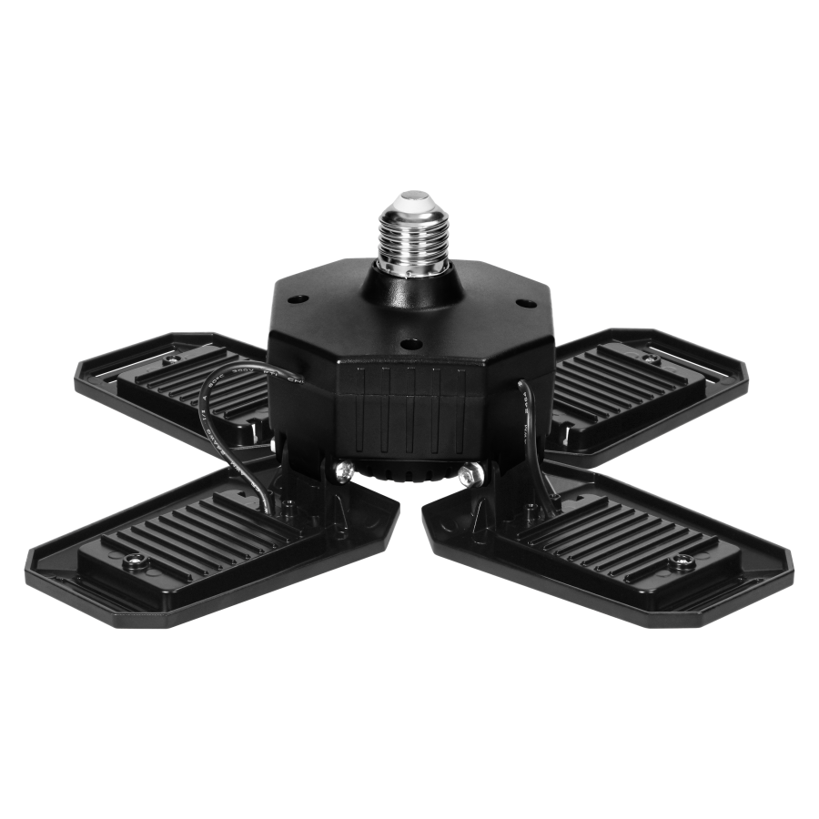 SYRIUSZ LED Składana lampa warsztatowa 4-skrzydłowa, E27, 72W, 4000K, 6480lm