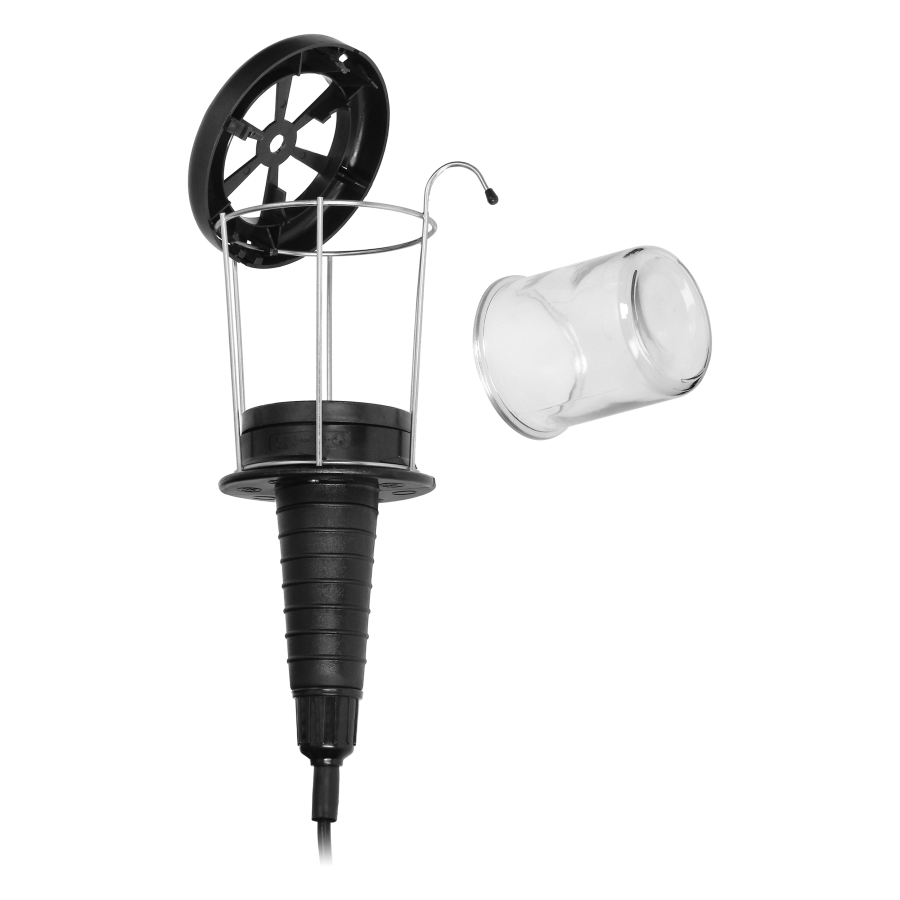 Lampa warsztatowa E27, max.60W, IP20,szklany klosz