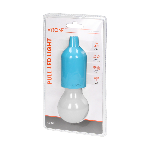 Bateryjna lampka nocna na sznurku 1W LED, 3 x AAA, turkusowa Bateryjna lampka nocna na sznurku 1W LED, 3 x AAA, turkusowa