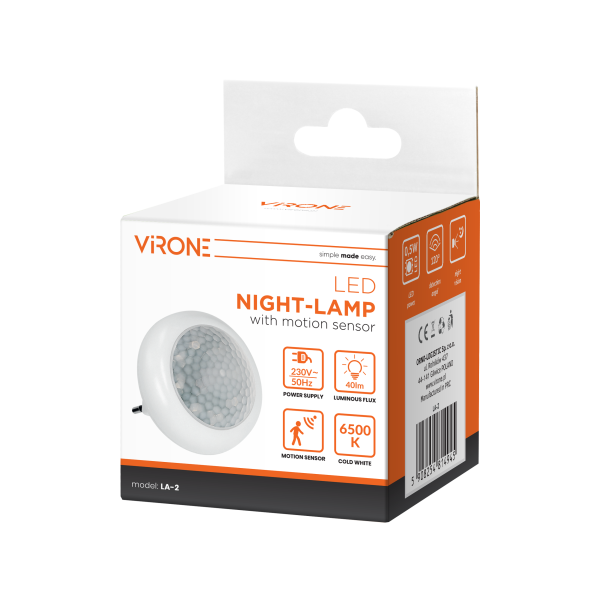 Plug-in LED night lamp with twilight and motion sensor, 120°, 8xLED, 40lm, 6500K Plug-in LED night lamp with twilight and motion sensor, 120°, 8xLED, 40lm, 6500K