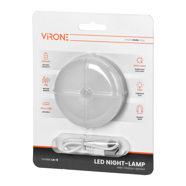 LED night lamp with motion sensor, rechargeable, self-adhesive, 3000/6000K LED night lamp with motion sensor, rechargeable, self-adhesive, 3000/6000K