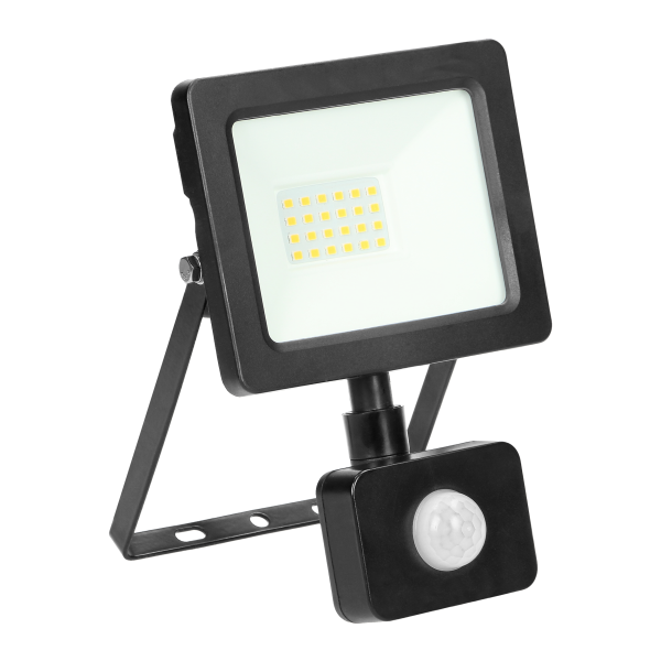 ALLED 20W Naświetlacz LED z PIR, 1500lm, IP44, 4000K, Alu+Glass