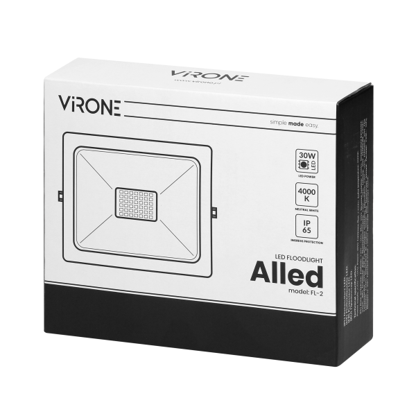 ALLED  30W Naświetlacz LED, 2300lm, IP65, 4000K, Alu+Glass