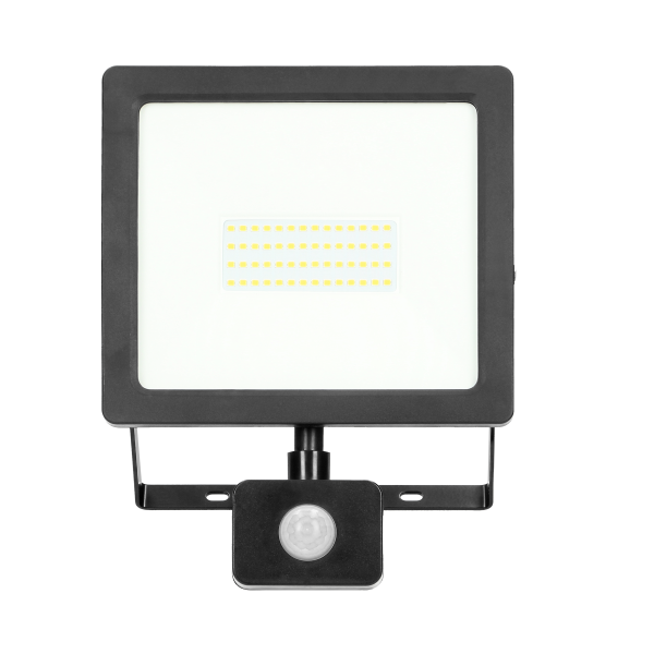 ALLED 50W Naświetlacz LED z PIR, 3700lm, IP44, 4000K, Alu+Glass