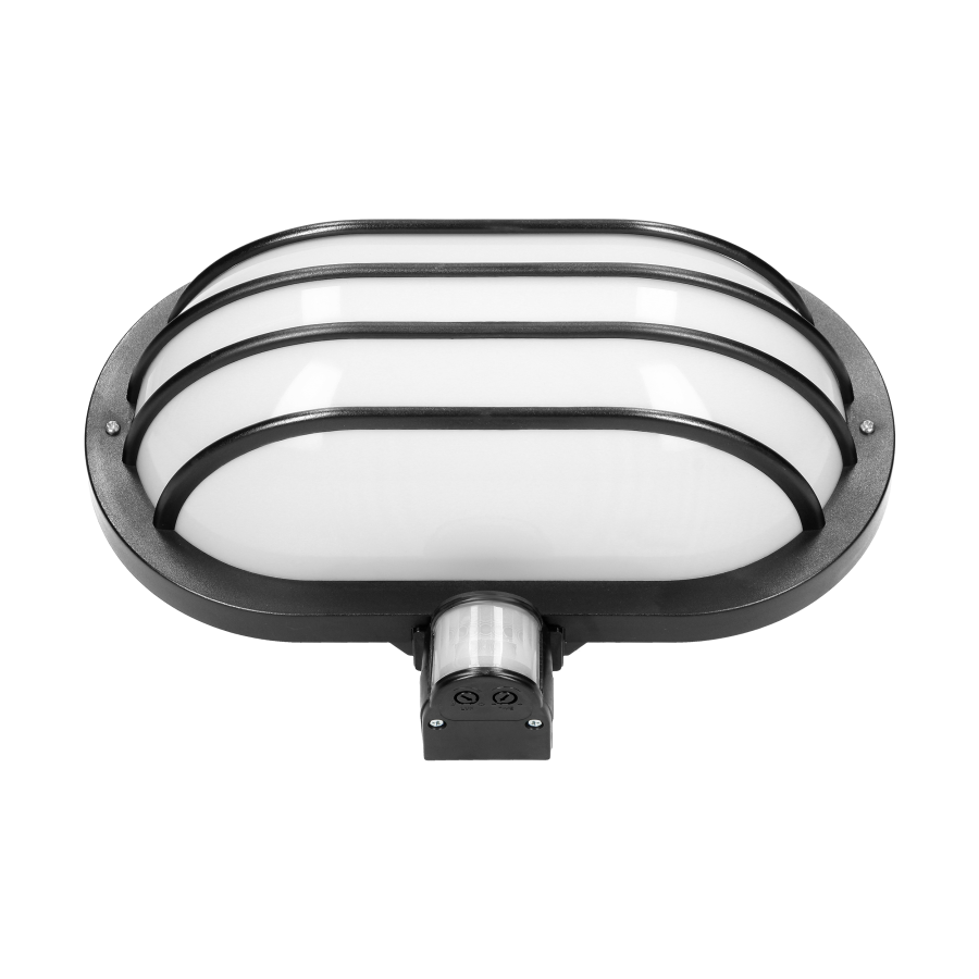 LASO garden lamp with 180° motion sensor and a screen , 1x15W, E27, IP44, plastic, black