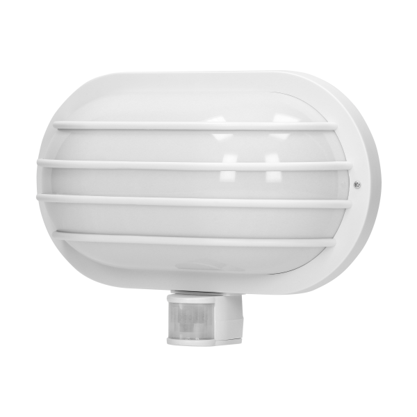 LASO garden lamp with 180° motion sensor and a screen , 1x15W, E27, IP44, plastic, white LASO garden lamp with 180° motion sensor and a screen , 1x15W, E27, IP44, plastic, white