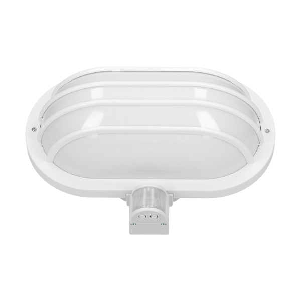 LASO garden lamp with 180° motion sensor and a screen , 1x15W, E27, IP44, plastic, white LASO garden lamp with 180° motion sensor and a screen , 1x15W, E27, IP44, plastic, white