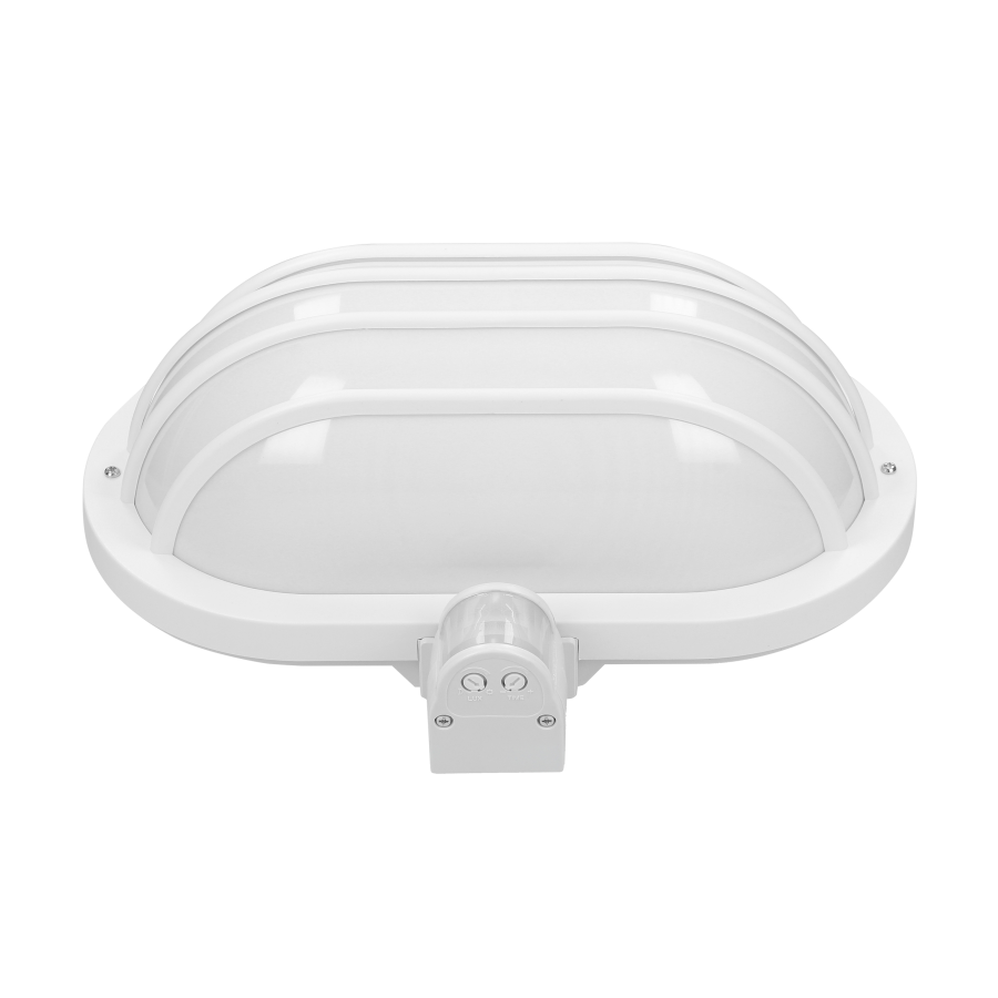 LASO garden lamp with 180° motion sensor and a screen , 1x15W, E27, IP44, plastic, white