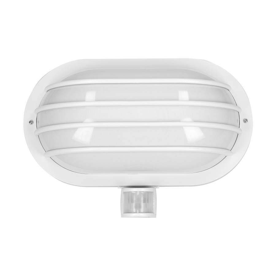 LASO garden lamp with 180° motion sensor and a screen , 1x15W, E27, IP44, plastic, white