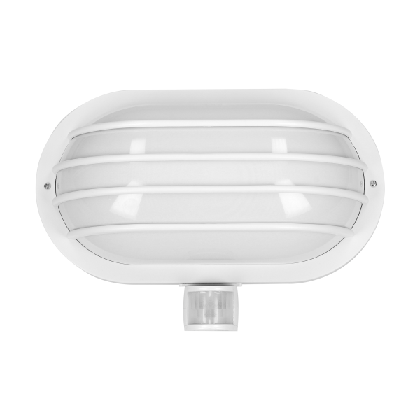 LASO garden lamp with 180° motion sensor and a screen , 1x15W, E27, IP44, plastic, white LASO garden lamp with 180° motion sensor and a screen , 1x15W, E27, IP44, plastic, white