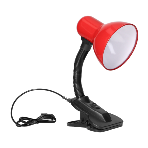 LATSA, lampa biurkowa z klipsem, 10W, E27, stal + tworzywo, czerwona