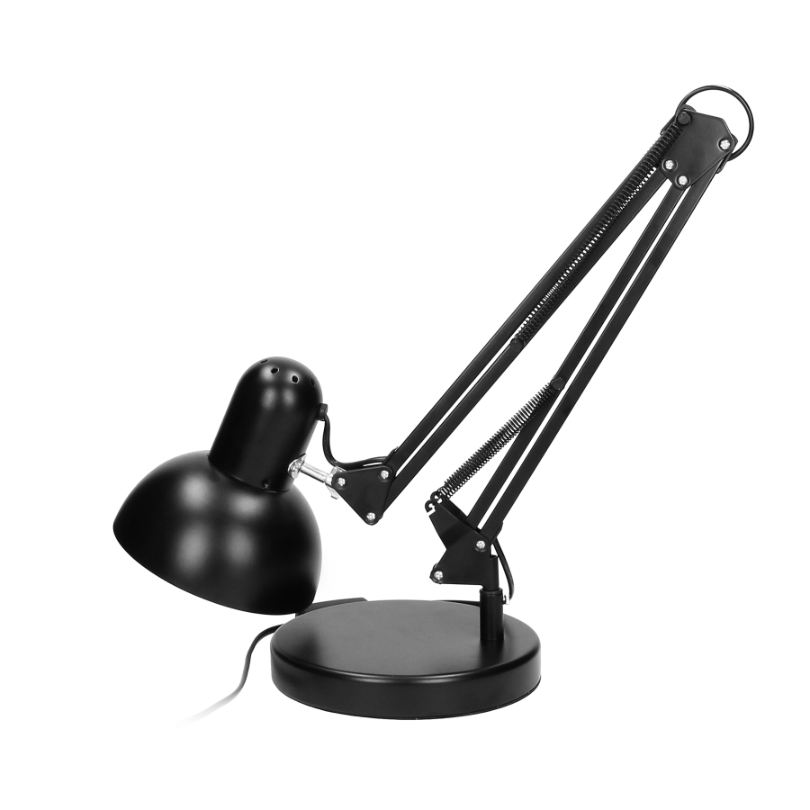 DEON, lampa biurkowa, 10W, E27, wysoka, stal, czarna