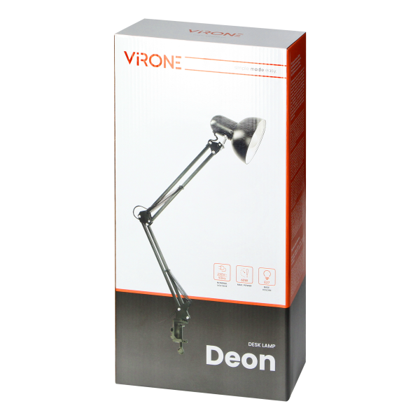 DEON, lampa biurkowa przykręcana, 10W, E27, stalowa, czarna DEON, lampa biurkowa przykręcana, 10W, E27, stalowa, czarna