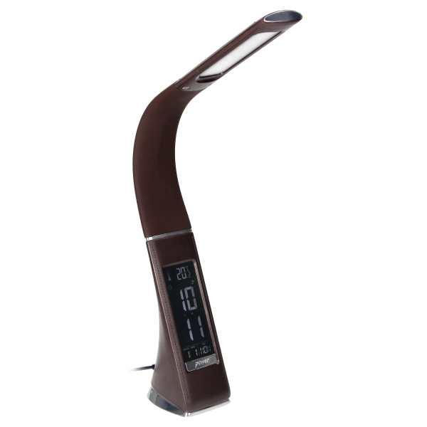DOLOMIT LED 5W, lampka biurkowa z budzikiem, 300lm, 4000K, brązowa