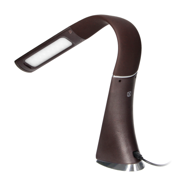 DOLOMIT LED 5W, lampka biurkowa z budzikiem, 300lm, 4000K, brązowa