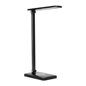ISIYO LED 7W desk lamp with wireless charger and USB port, 390lm, 3000-4000-6000K, color temp. adjustment, dimmer, black