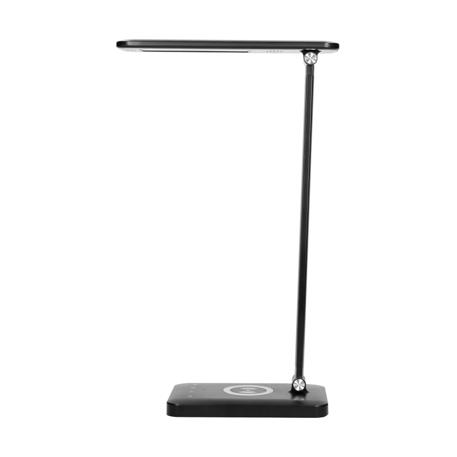 ISIYO LED 7W desk lamp with wireless charger and USB port, 390lm, 3000-4000-6000K, color temp. adjustment, dimmer, black