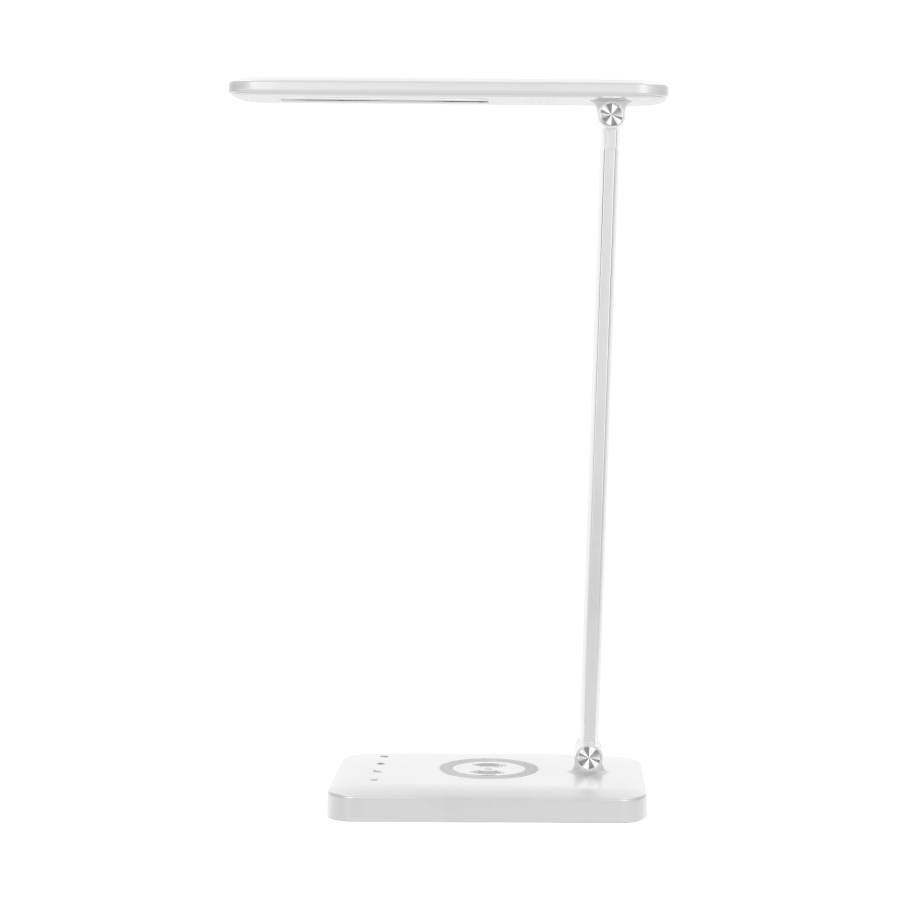ISIYO LED 7W desk lamp with wireless charger and USB port, 390lm, 3000-4000-6000K, color temp. adjustment, dimmer, white