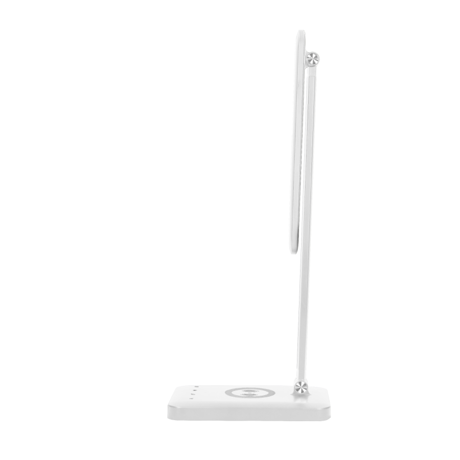 ISIYO LED 7W desk lamp with wireless charger and USB port, 390lm, 3000-4000-6000K, color temp. adjustment, dimmer, white