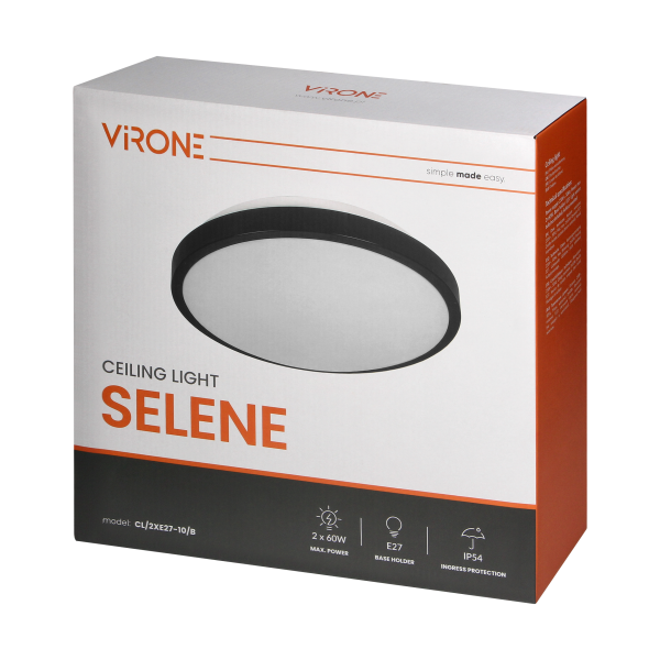 SELENE plafon 2xE27, max. 2x15W, IP54, czarny SELENE plafon 2xE27, max. 2x15W, IP54, czarny